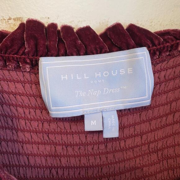 HILL HOUSE burgundy velvet midi Ellie nap dress sz M - Picture 6 of 8